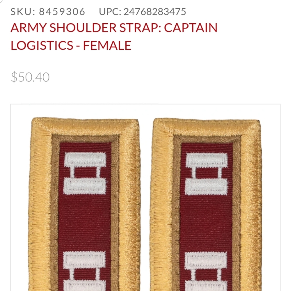 NWT Vanguard CPT Female Logistics Shoulder Boards